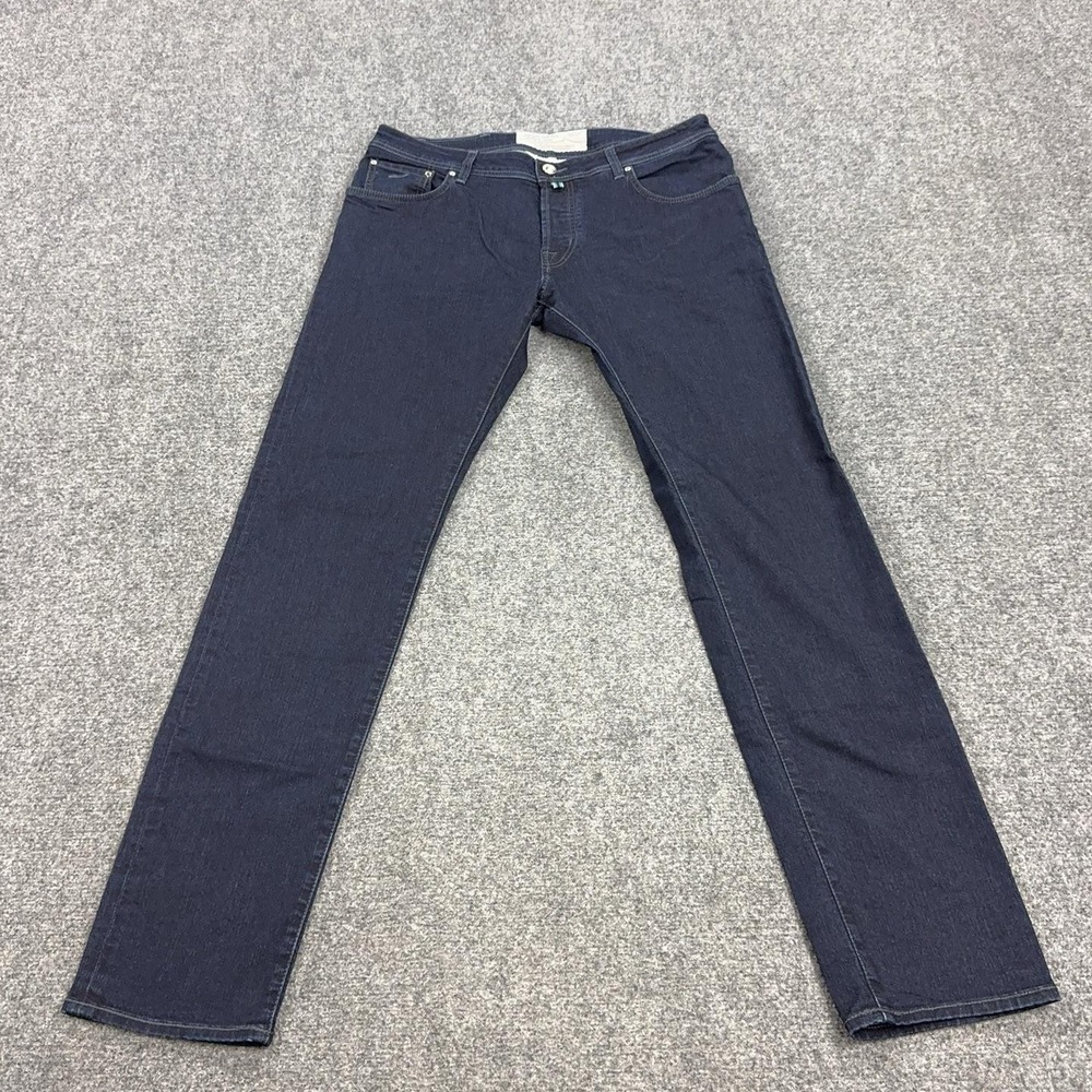 Jacob Cohen Jeans Mens 38X36 Blue Dark Wash Slim Straight Stretch Made Italy